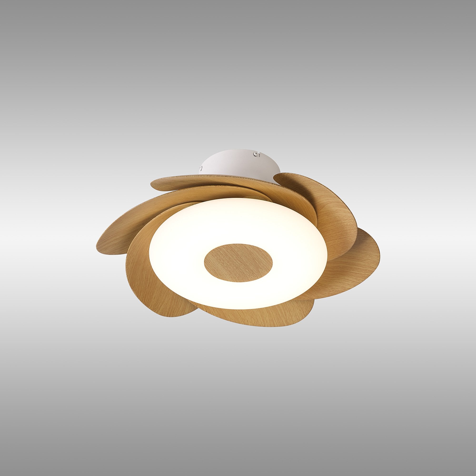 Mantra Flowers 24W LED Dimmable Ceiling Light & Fan, Remote Controlled, - White, Wood