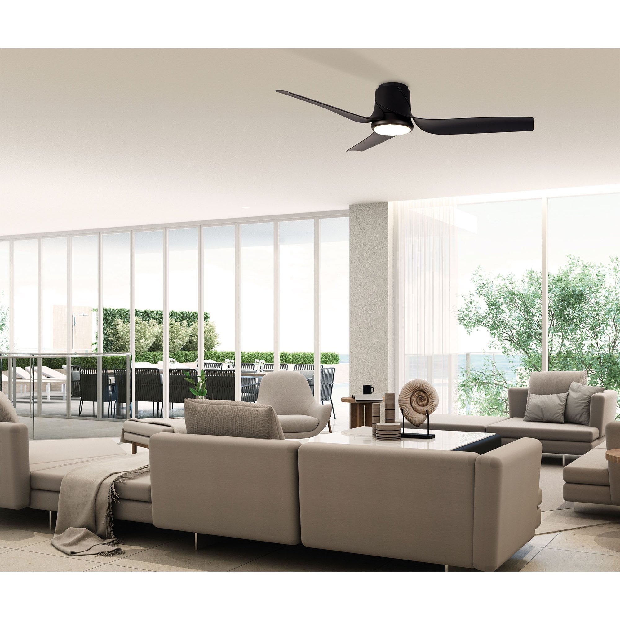 Mantra Ushuaia 30W LED Dimmable Ceiling Light With Built-In 35W DC Fan, 2700-5000K Remote & APP Control - Black