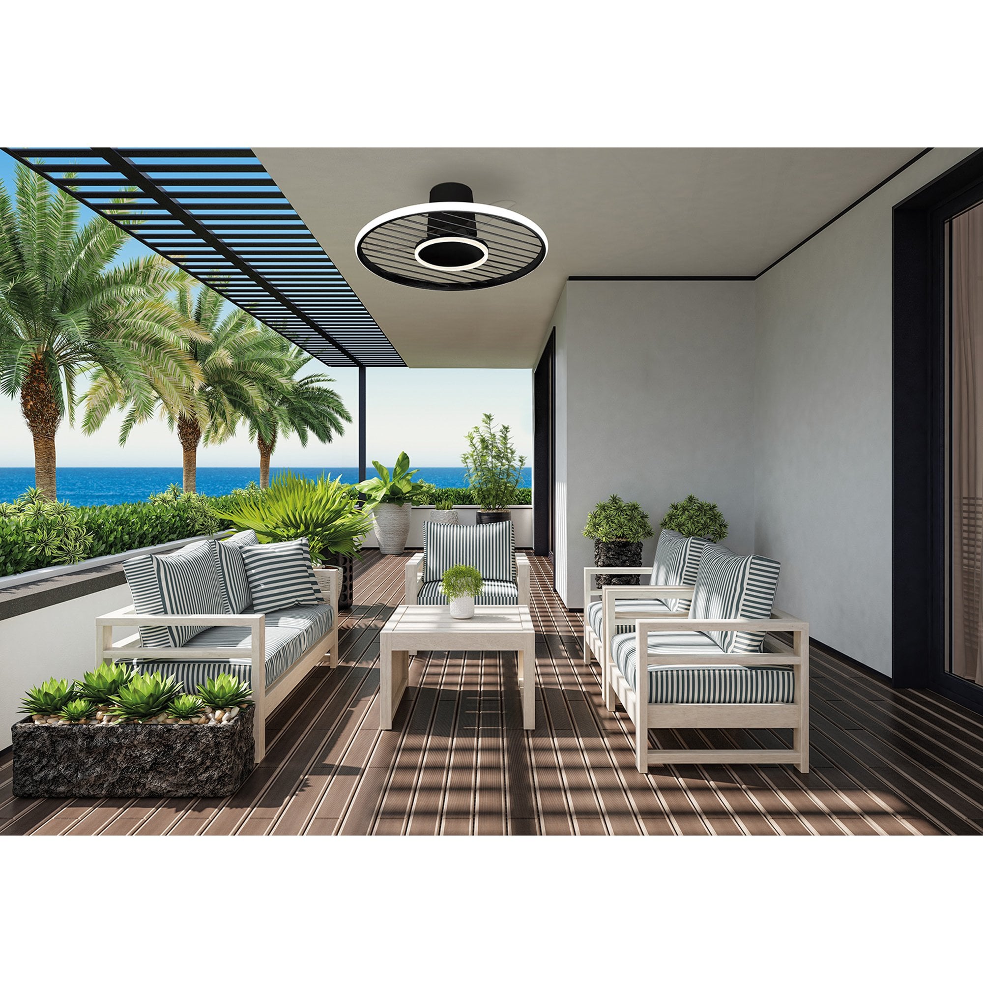 Mantra Soho 45W LED Dimmable Ceiling Light With Built-In 30W DC Fan, 2700-5000K Remote & APP Control - Black