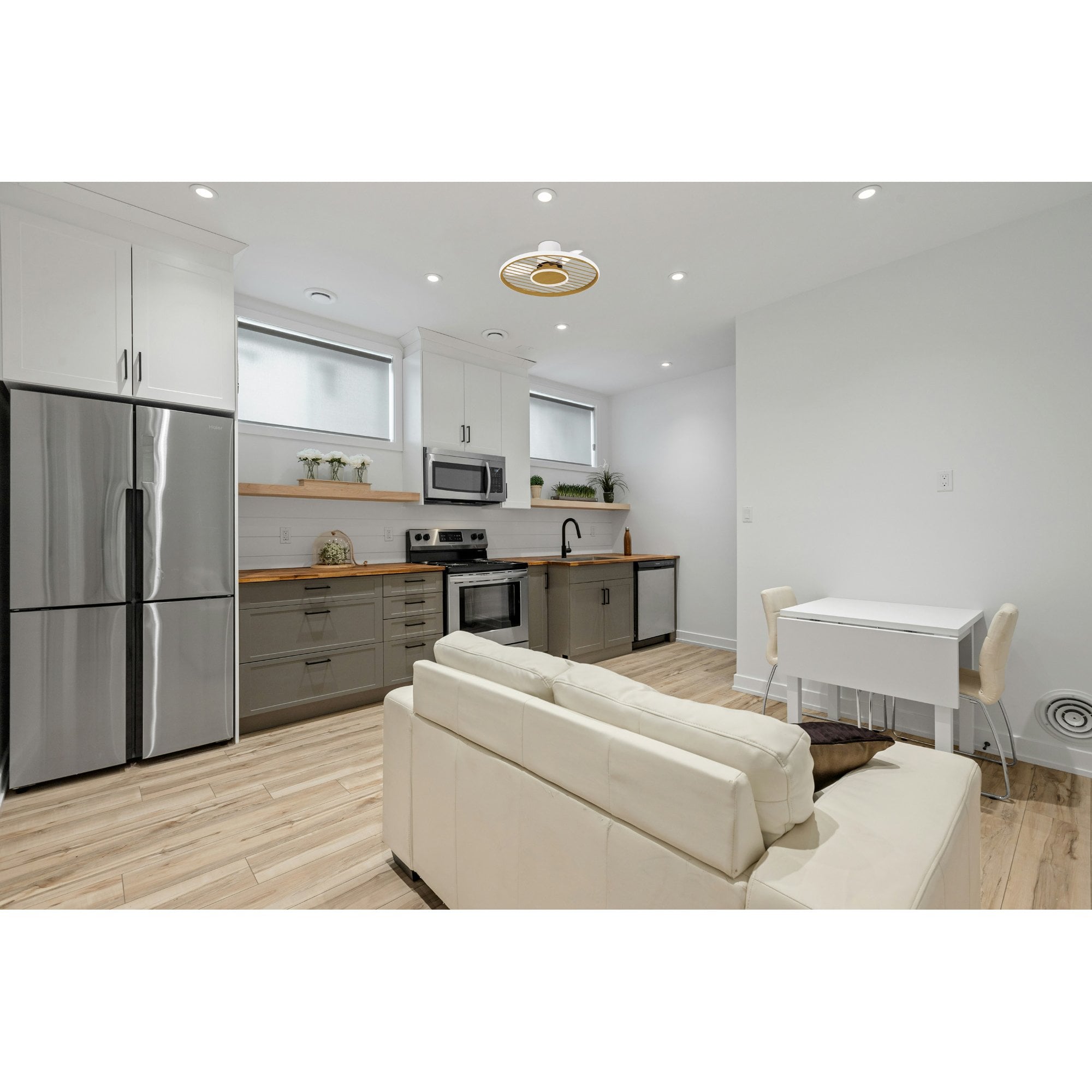 Mantra Soho 45W LED Dimmable Ceiling Light With Built-In 30W DC Fan, 2700-5000K Remote & APP Control - White, Wood