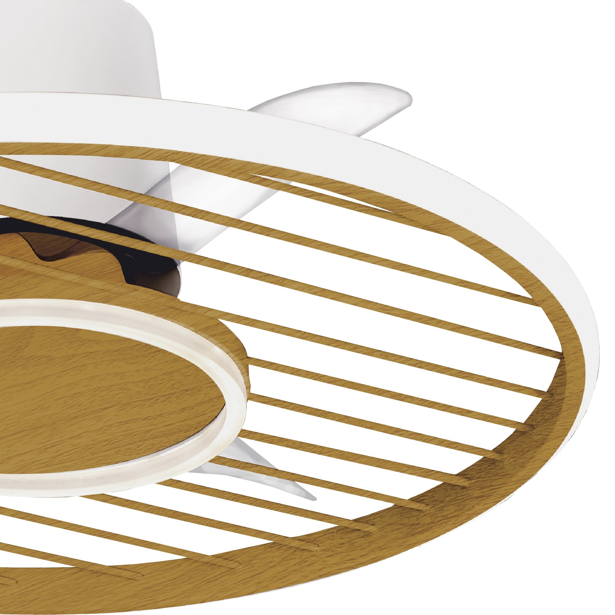 Mantra Soho 45W LED Dimmable Ceiling Light With Built-In 30W DC Fan, 2700-5000K Remote & APP Control - White, Wood