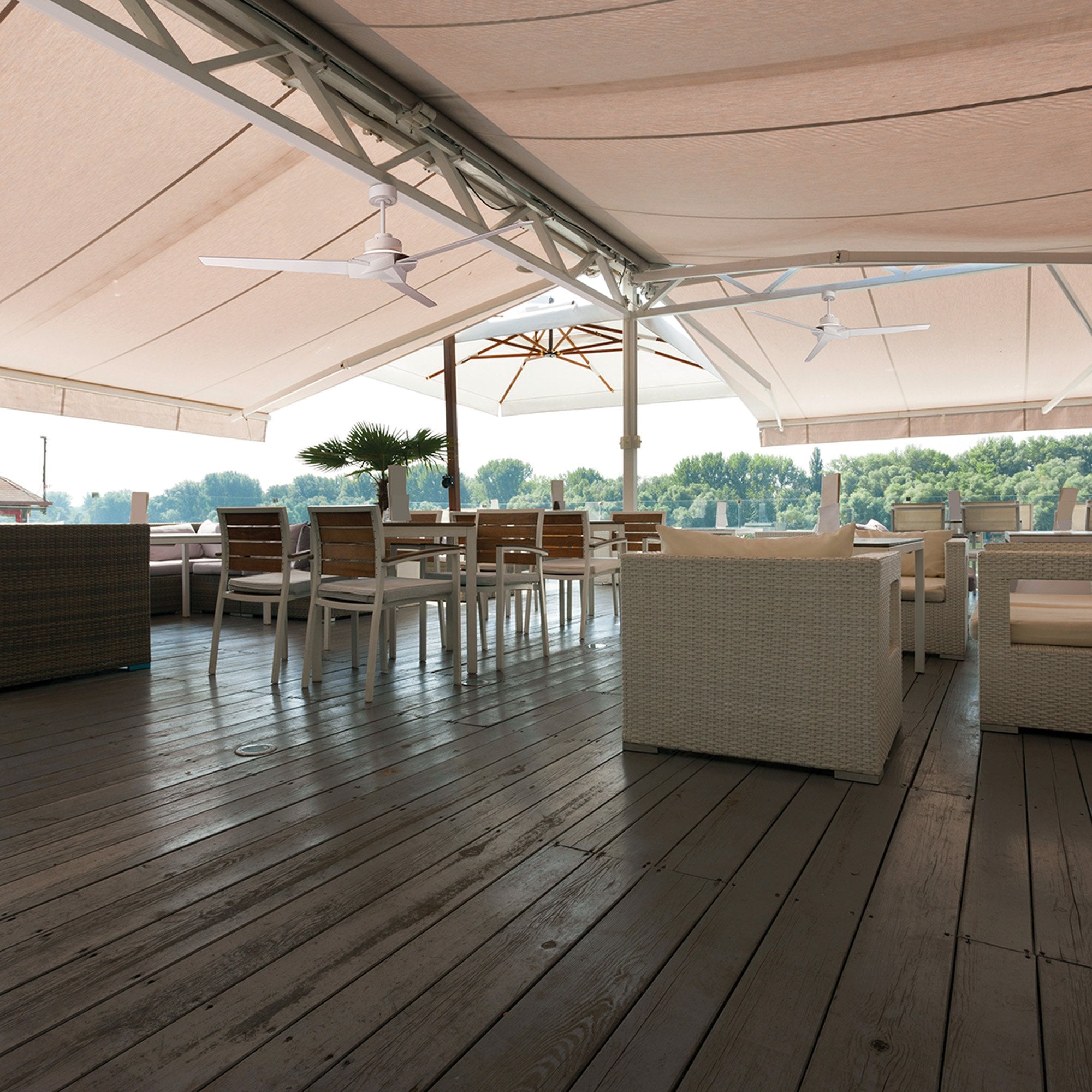 Mantra Brisa Mini 20W LED Dimmable Ceiling Light With Built-In 40W DC Reversible Fan, 2700-5000K Remote & APP Control - White, IP44