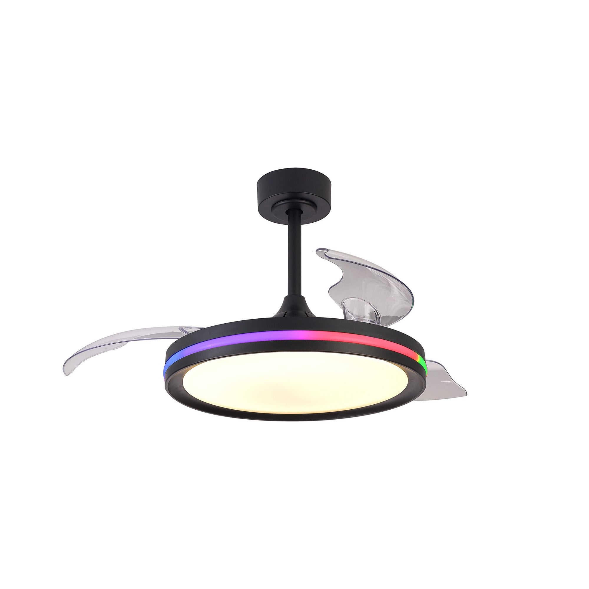 Mantra Rafaga 50W LED Dimmable White, RGB Ceiling Light With Built-In 30W DC Reversible Fan, Remote Control 3000-6500K - Black
