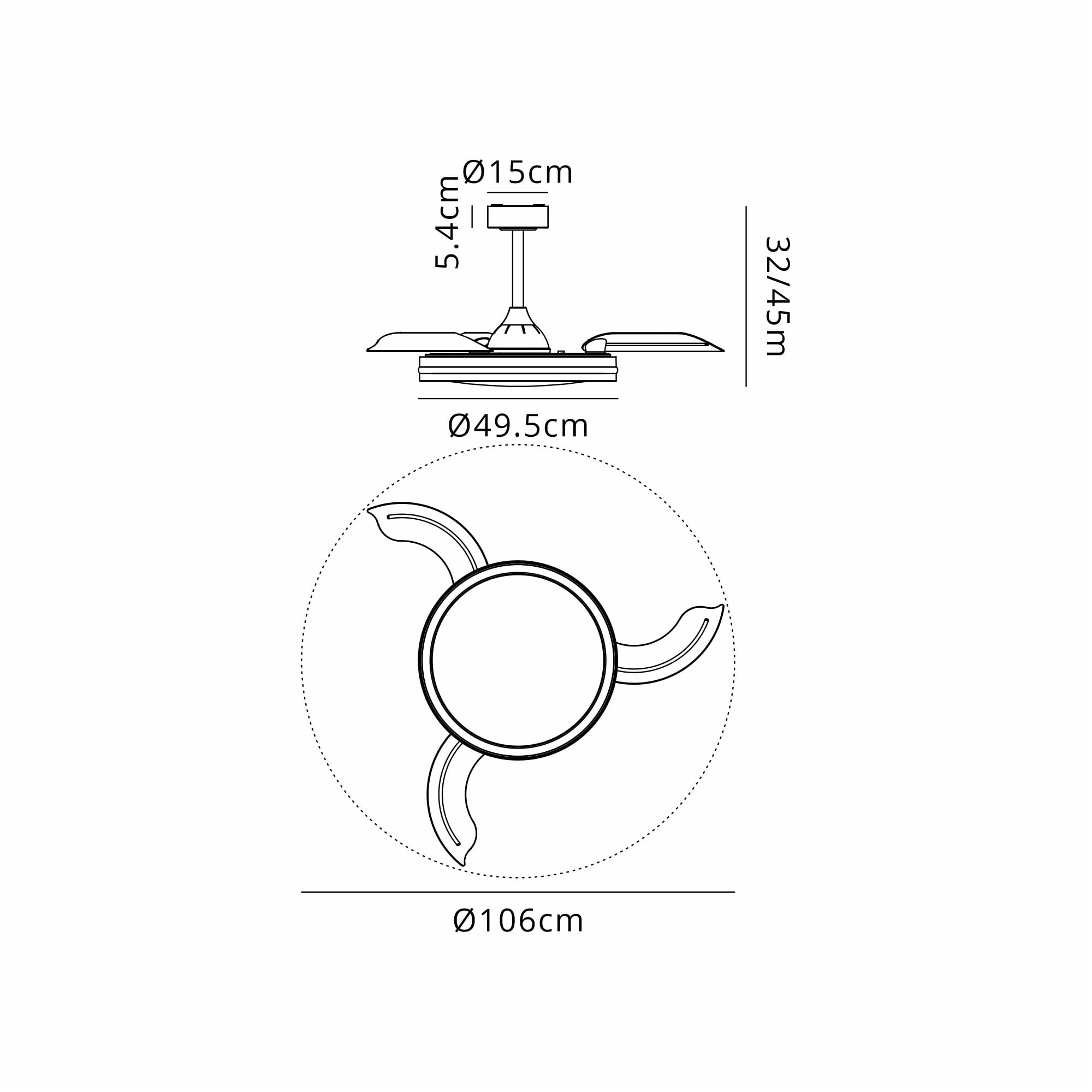 Mantra Rafaga 50W LED Dimmable White, RGB Ceiling Light With Built-In 30W DC Reversible Fan, Remote Control 3000-6500K - Black