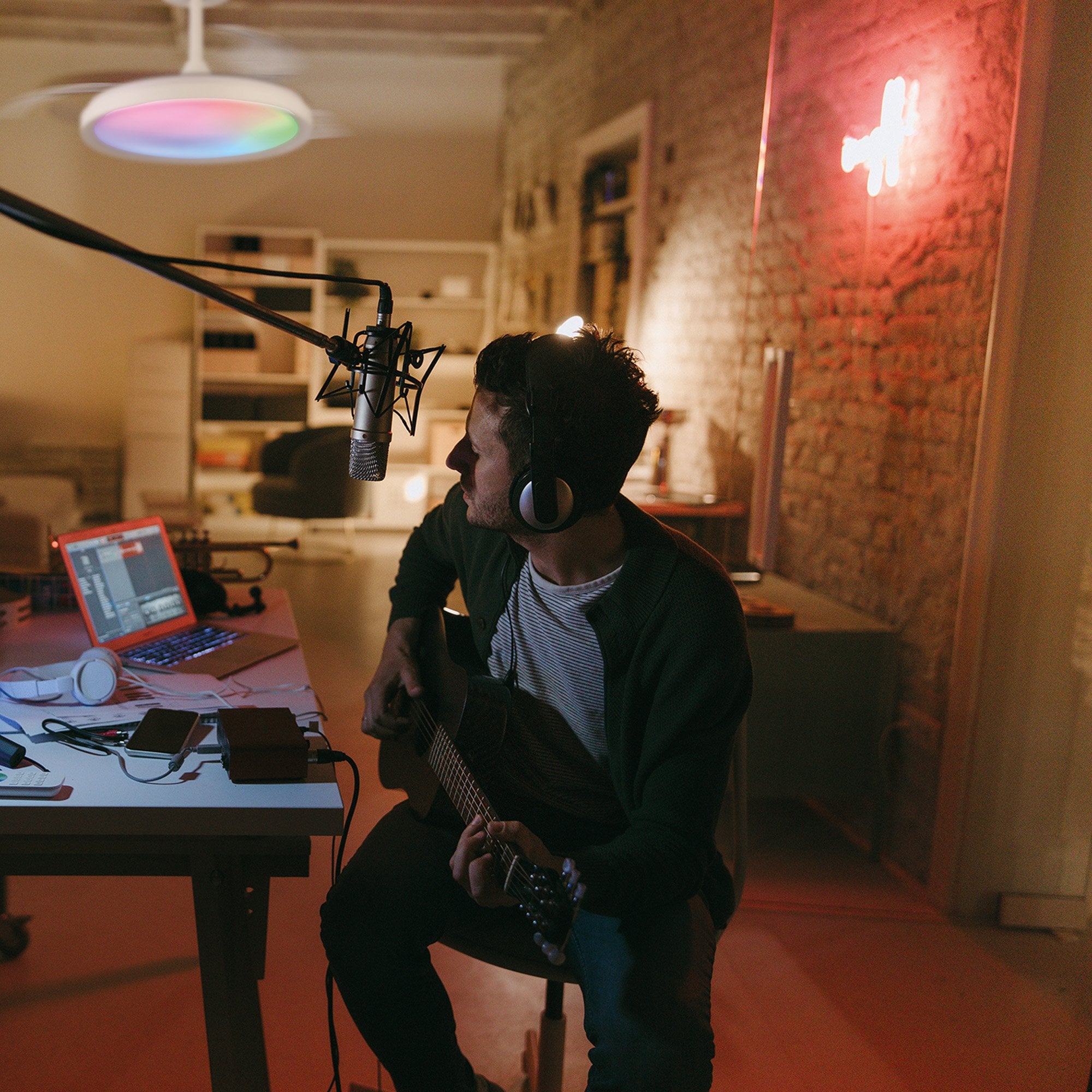 Mantra Siberia 50W LED Dimmable White, RGB Ceiling Light With Built-In 30W DC Fan, 3000-6500K Remote Control - White