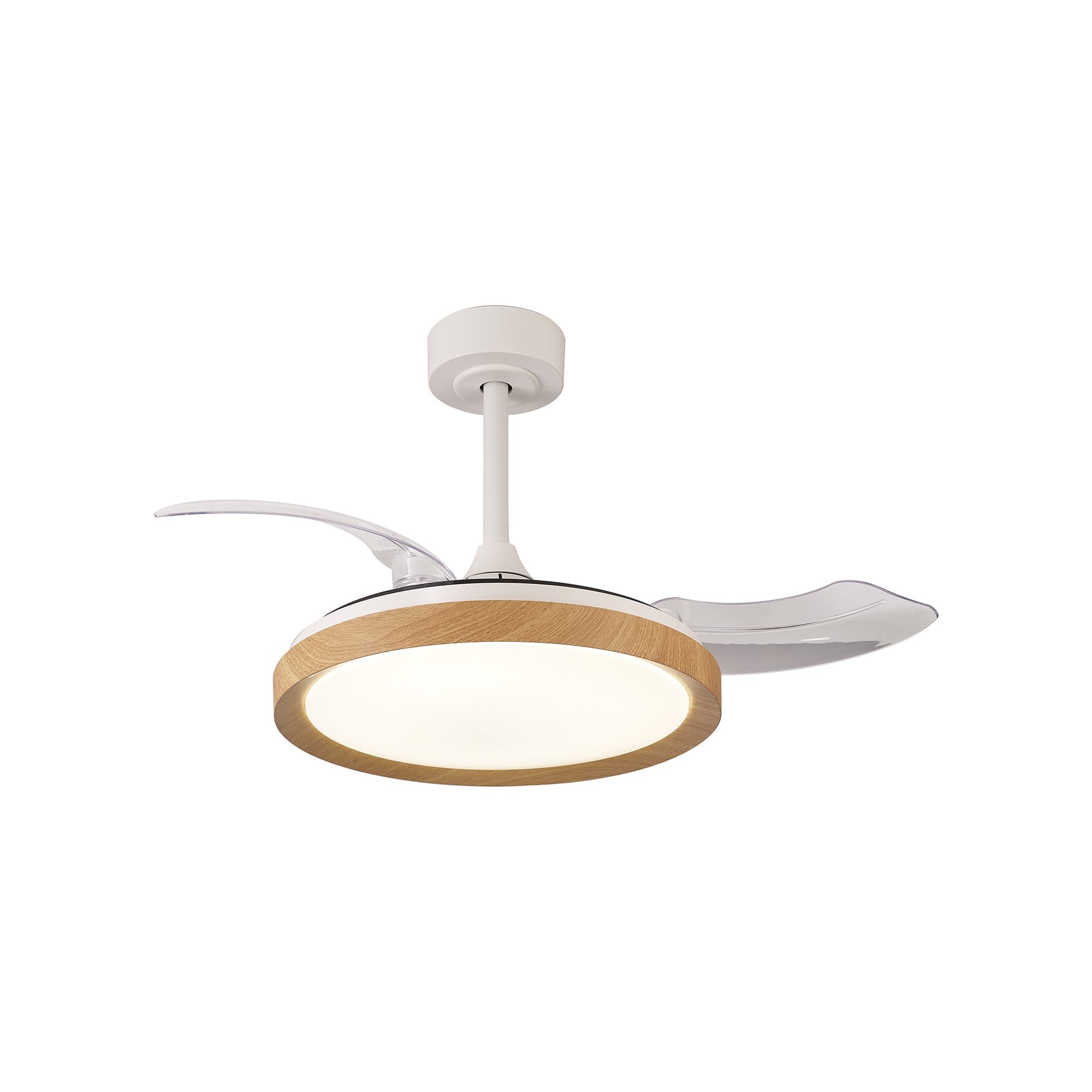Mantra Mistral Mini 40W LED Dimmable Ceiling Light With Built-In 28W DC Fan, 2700-5000K Remote Control - Wood