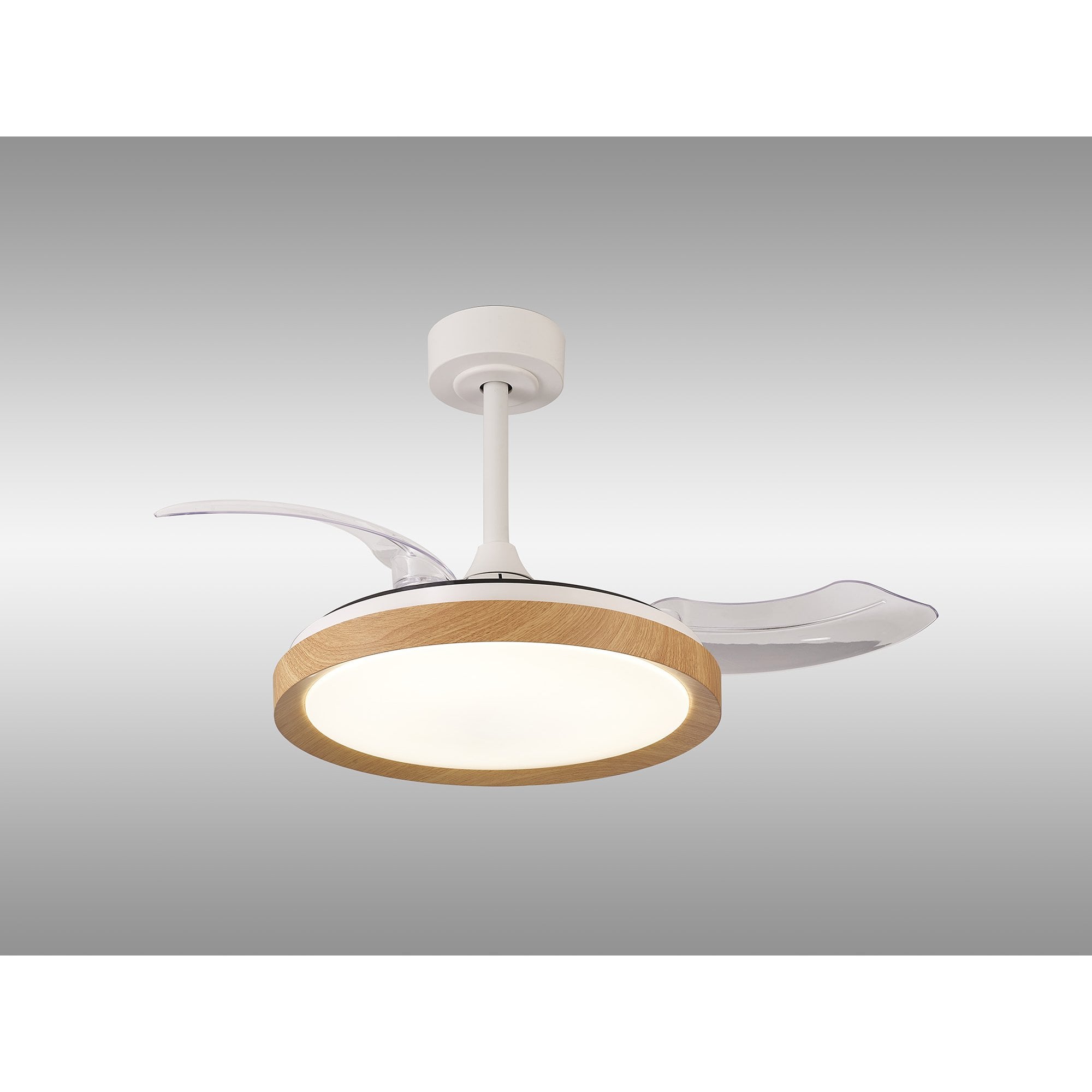 Mantra Mistral Mini 40W LED Dimmable Ceiling Light With Built-In 28W DC Fan, 2700-5000K Remote Control - Wood