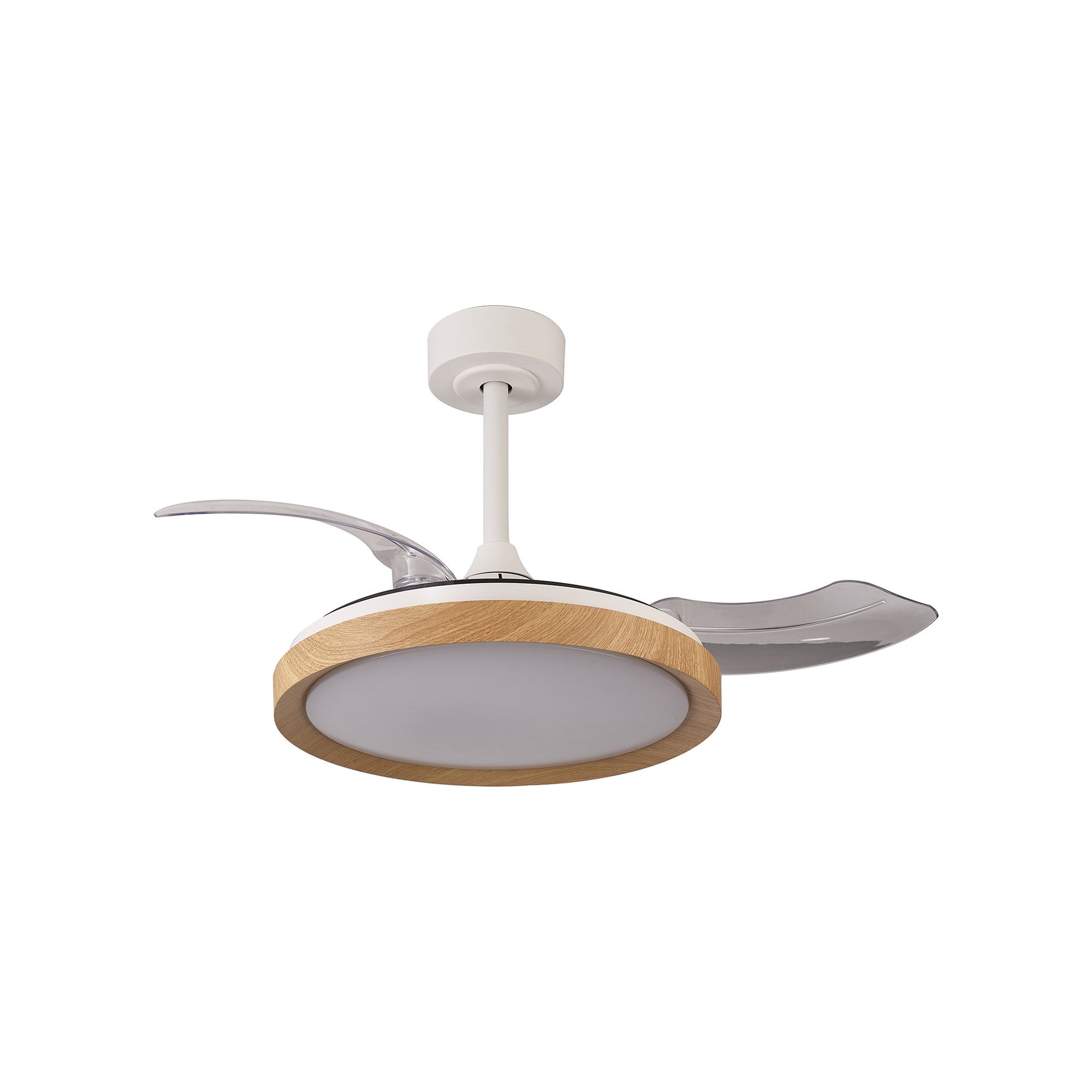 Mantra Mistral Mini 40W LED Dimmable Ceiling Light With Built-In 28W DC Fan, 2700-5000K Remote Control - Wood