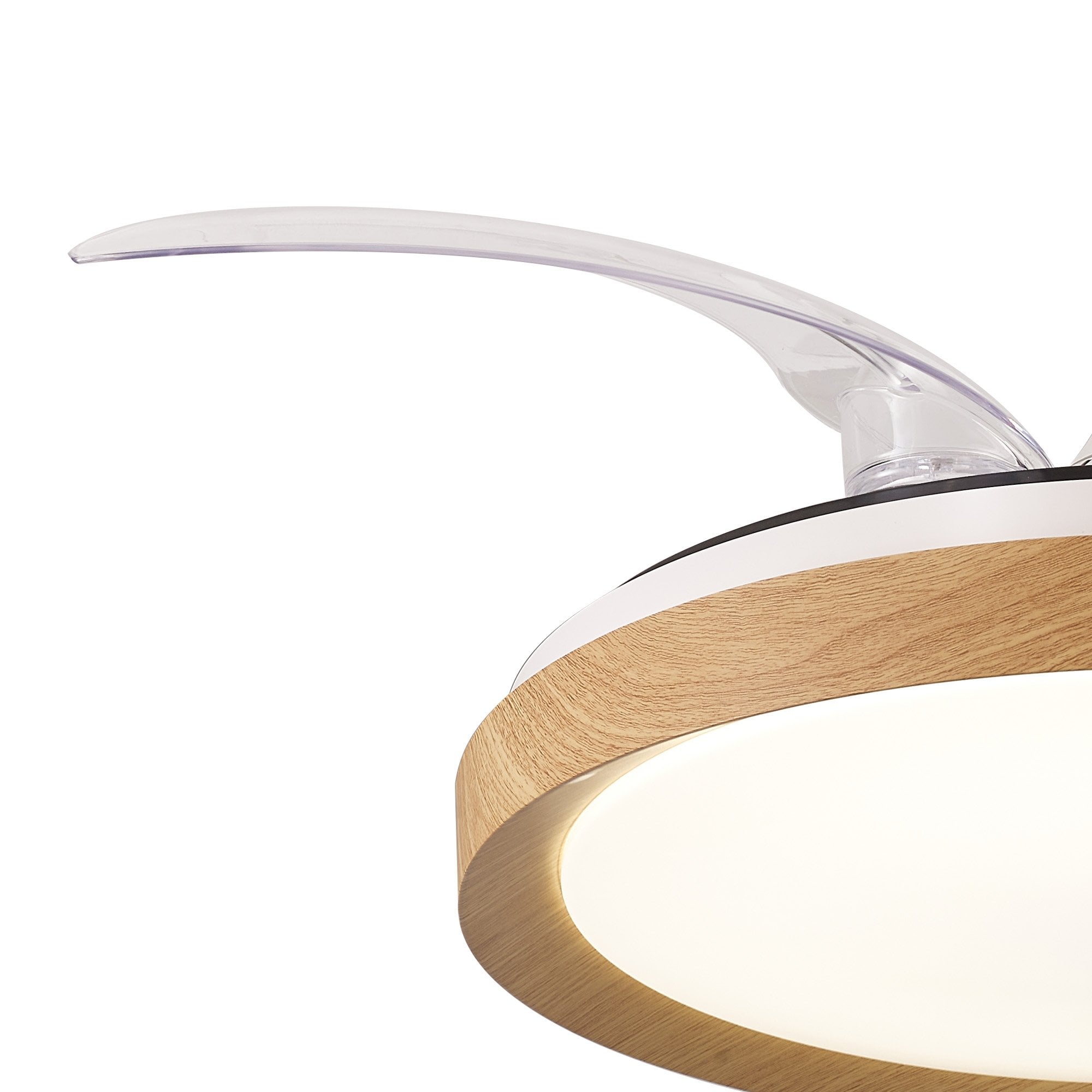 Mantra Mistral Mini 40W LED Dimmable Ceiling Light With Built-In 28W DC Fan, 2700-5000K Remote Control - Wood