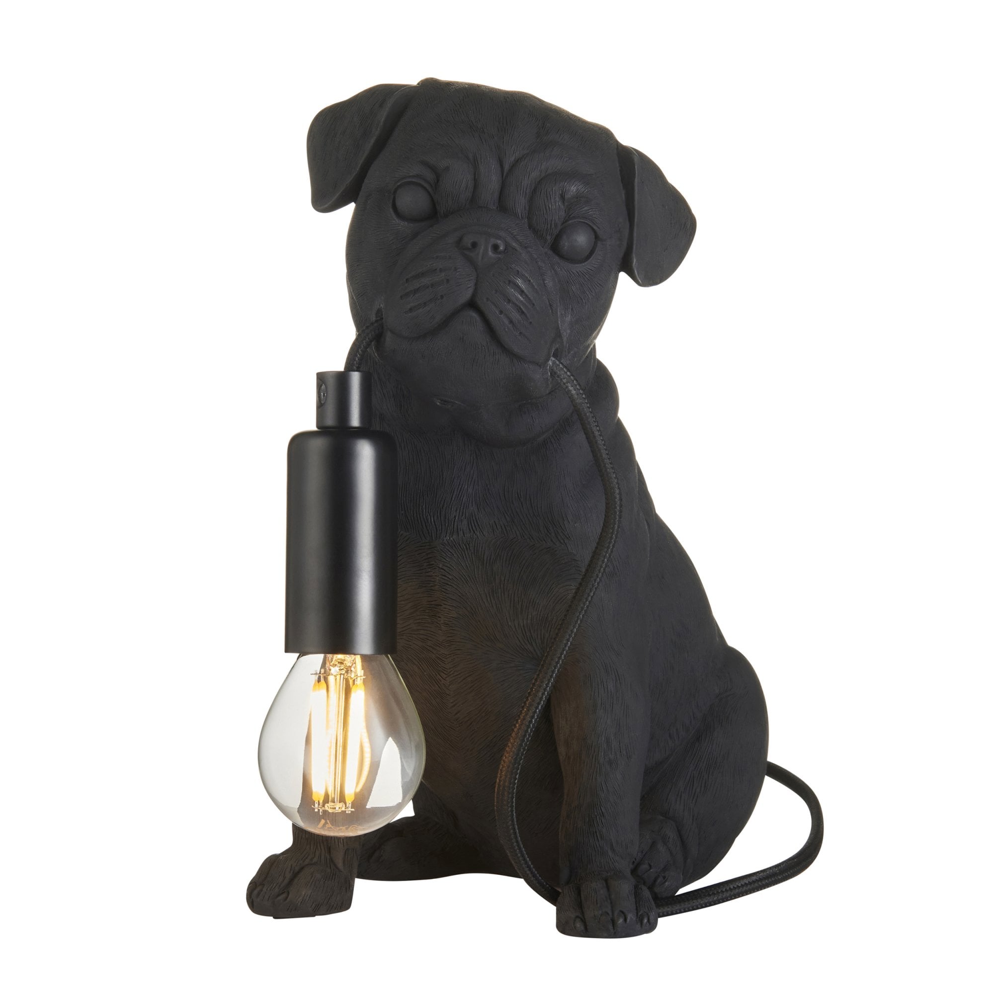 Endon Pug Puppy 1 Light Table Lamp - Matt Black