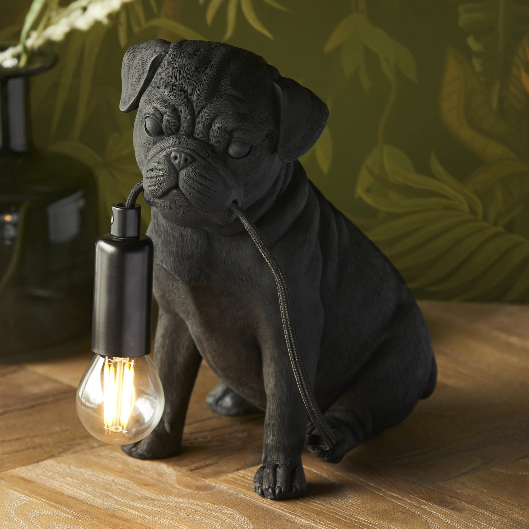 Endon Pug Puppy 1 Light Table Lamp - Matt Black