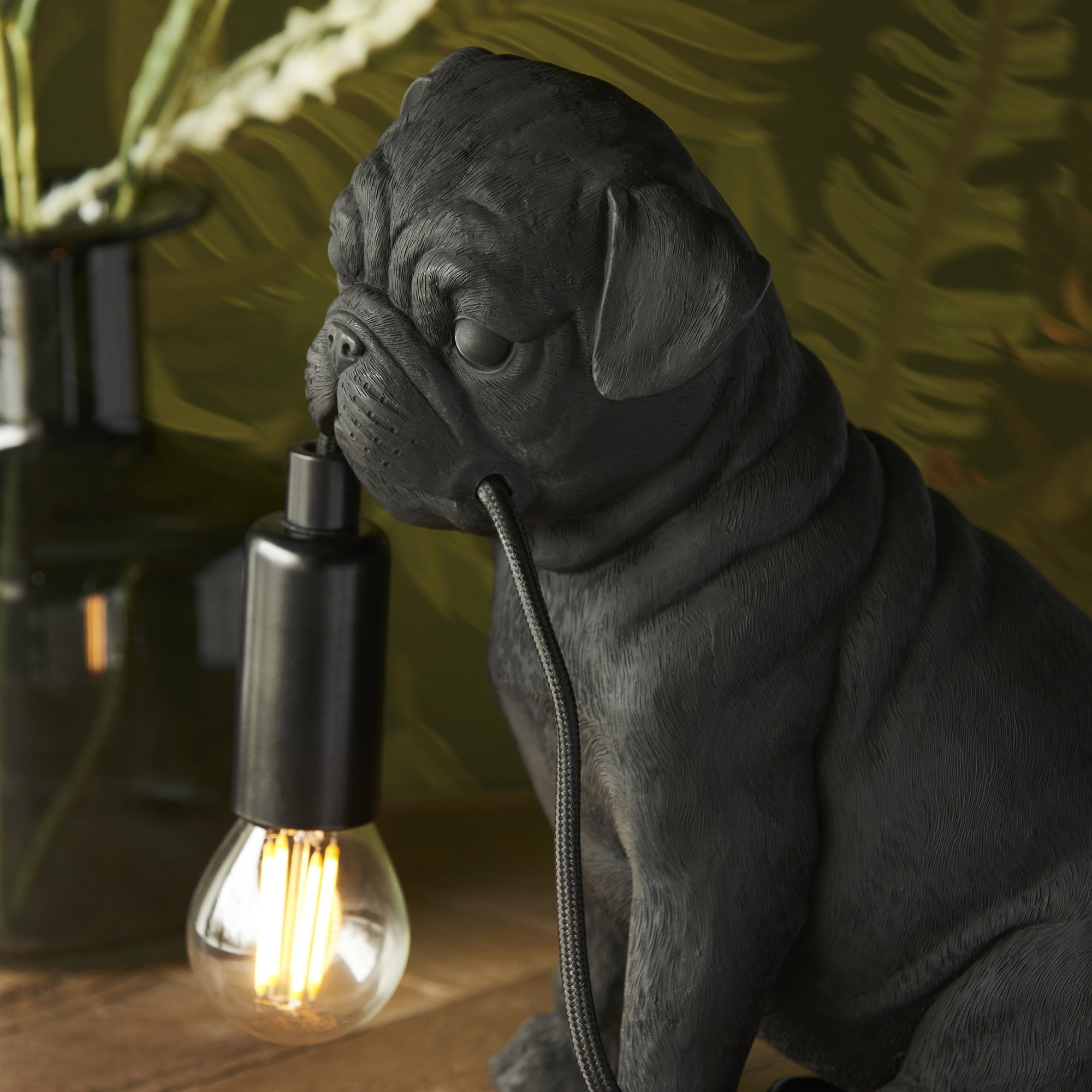 Endon Pug Puppy 1 Light Table Lamp - Matt Black