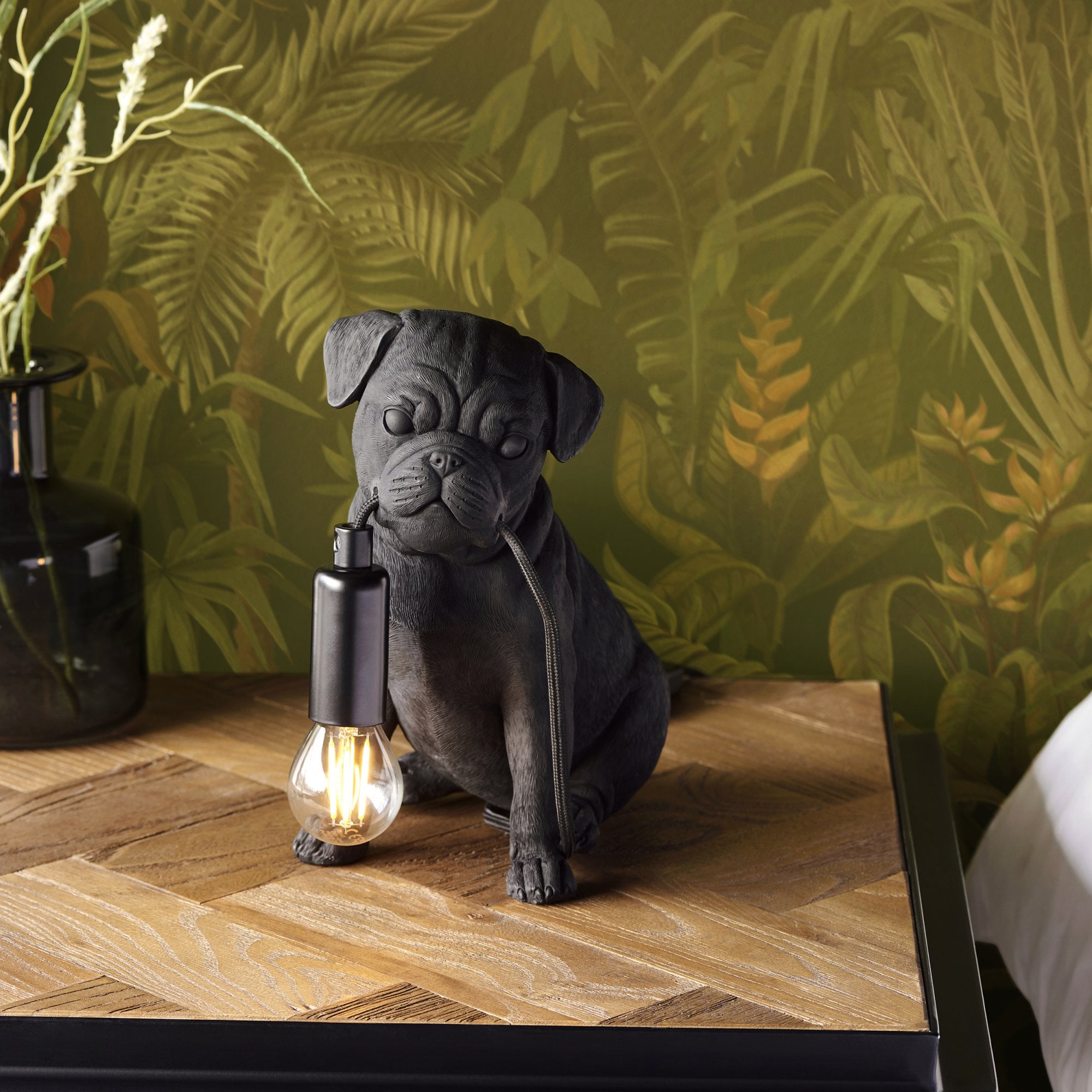 Endon Pug Puppy 1 Light Table Lamp - Matt Black