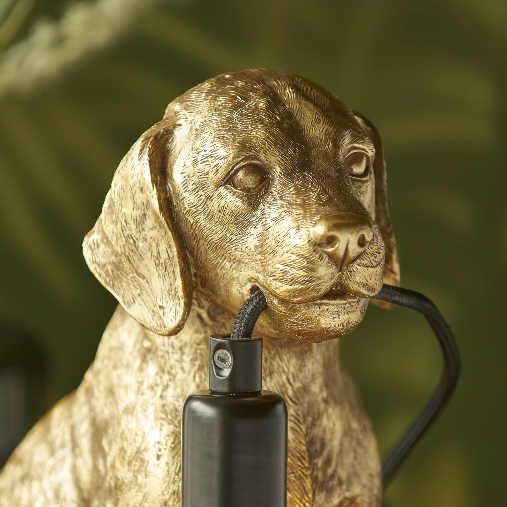 Endon Labrador Puppy 1 Light Table Lamp - Vintage Gold & Matt Black