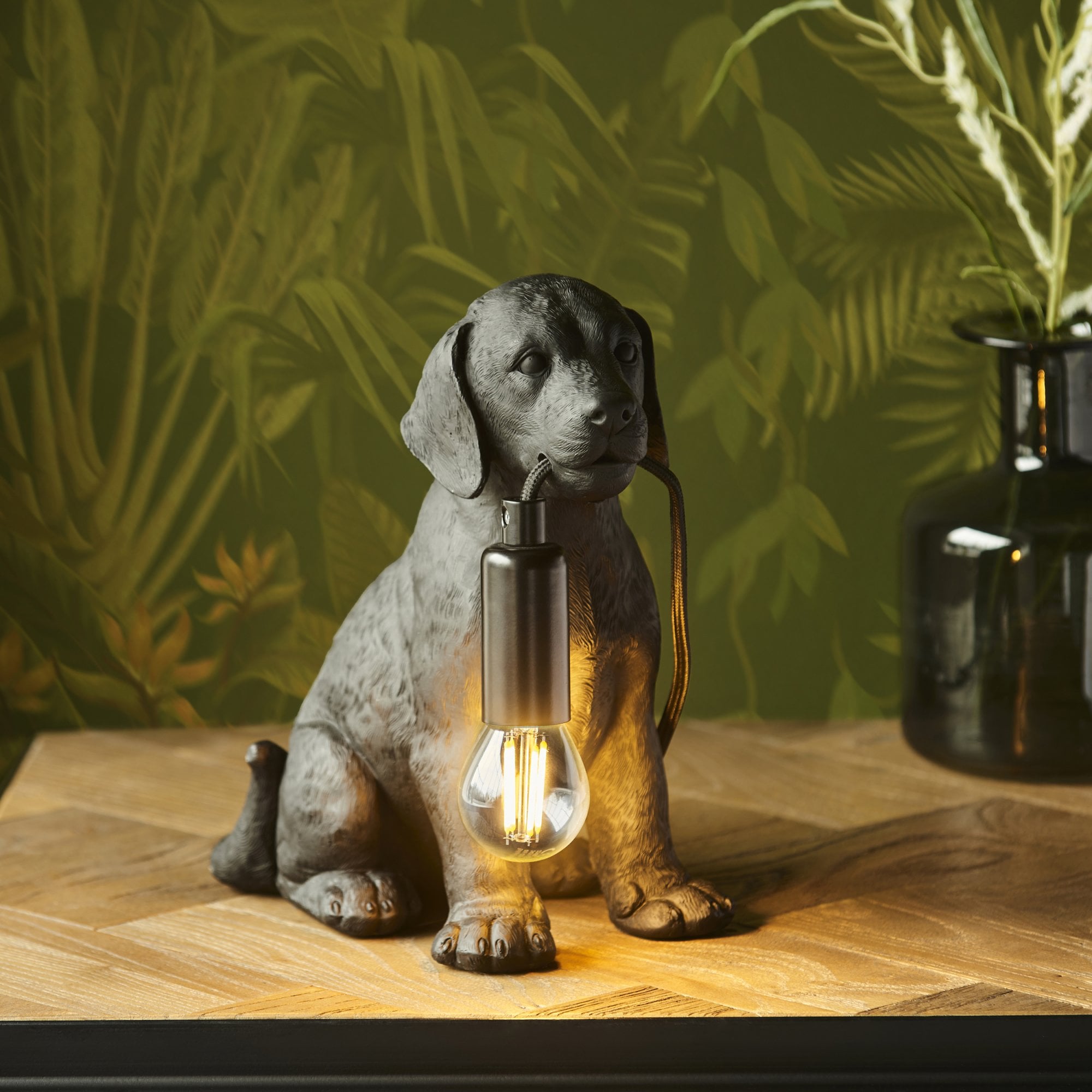 Endon Labrador Puppy 1 Light Table Lamp - Matt Black