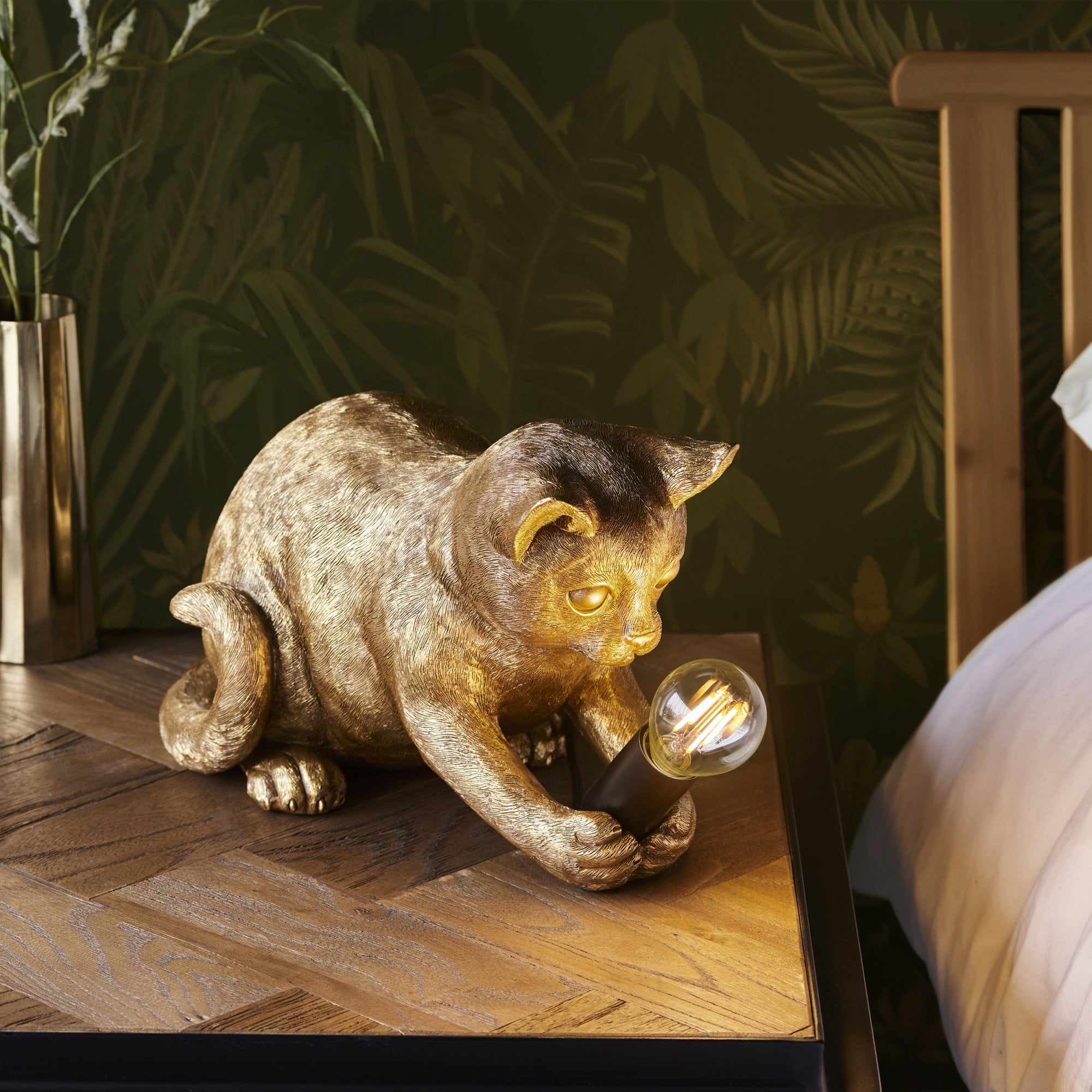 Endon Kitten 1 Light Table Lamp - Vintage Gold & Matt Black