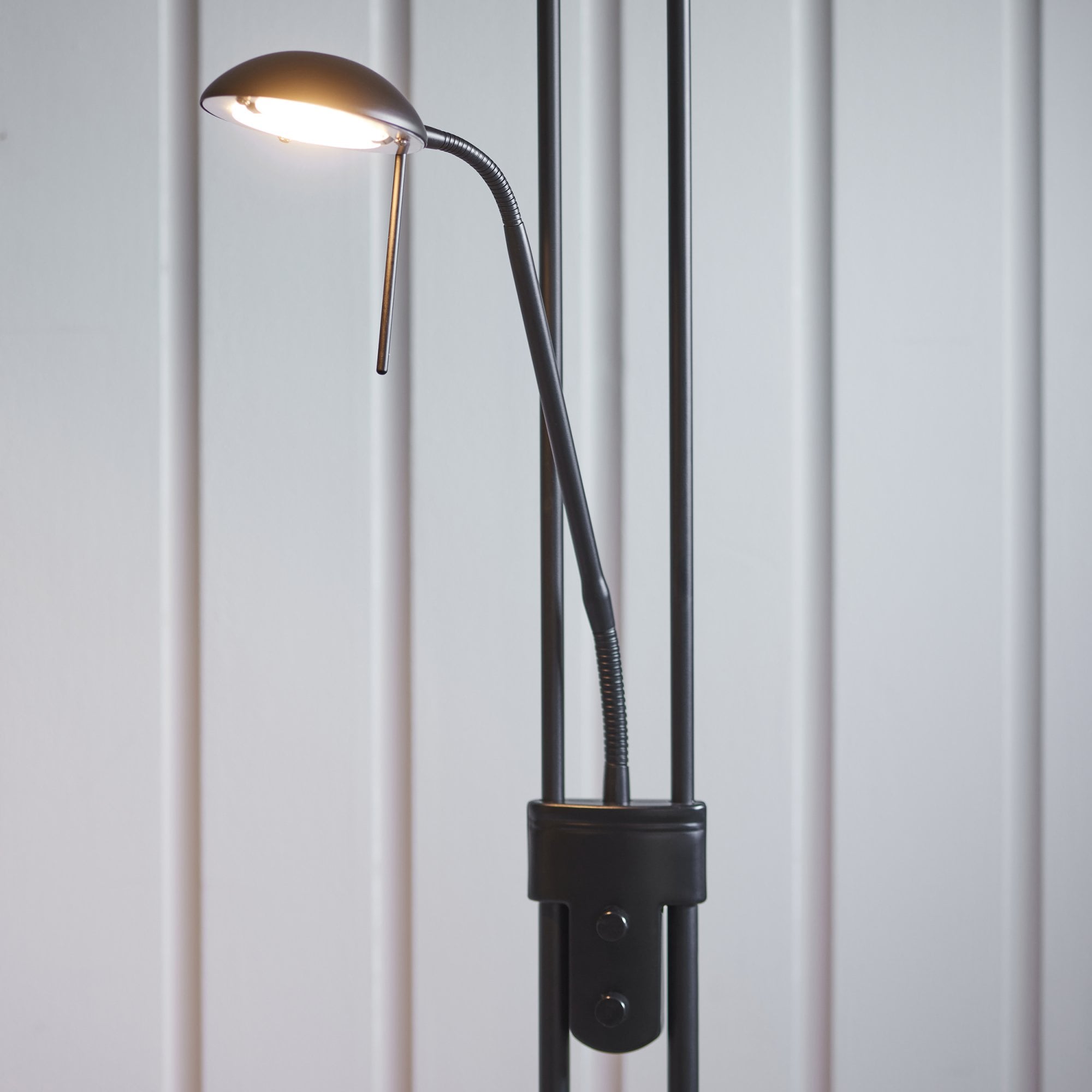 Endon Rome 2 Light Floor Lamp - Matt Black & Opal Glass