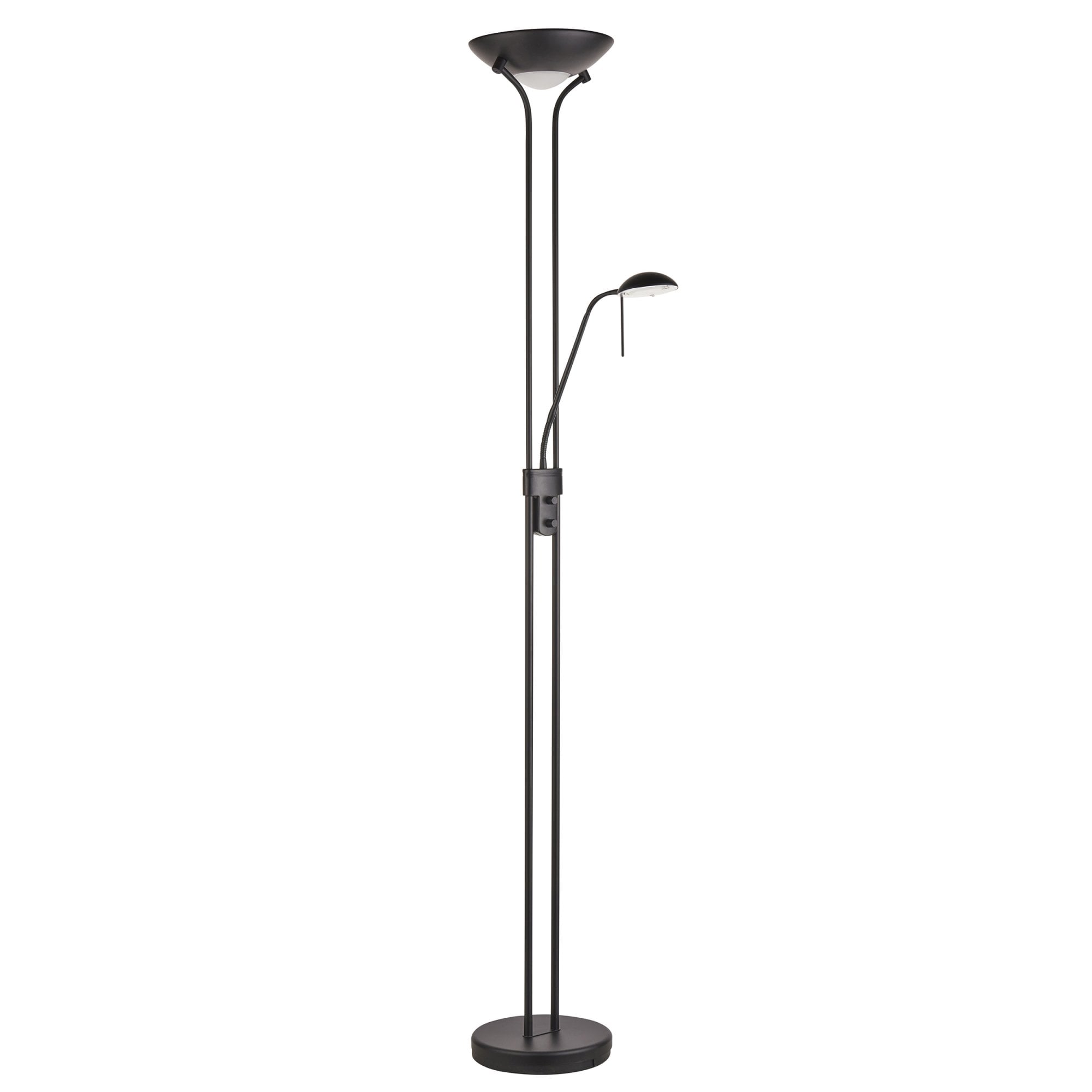 Endon Rome 2 Light Floor Lamp - Matt Black & Opal Glass