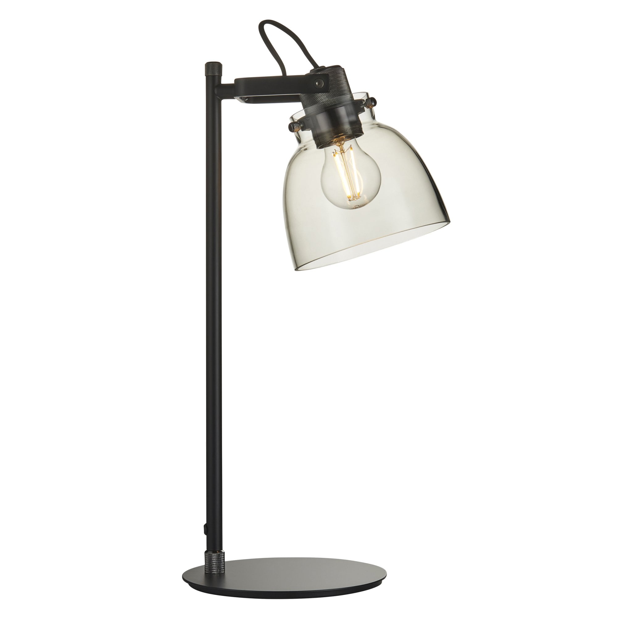 Endon Pitch 1 Light Table Lamp - Black Chrome & Tinted Glass
