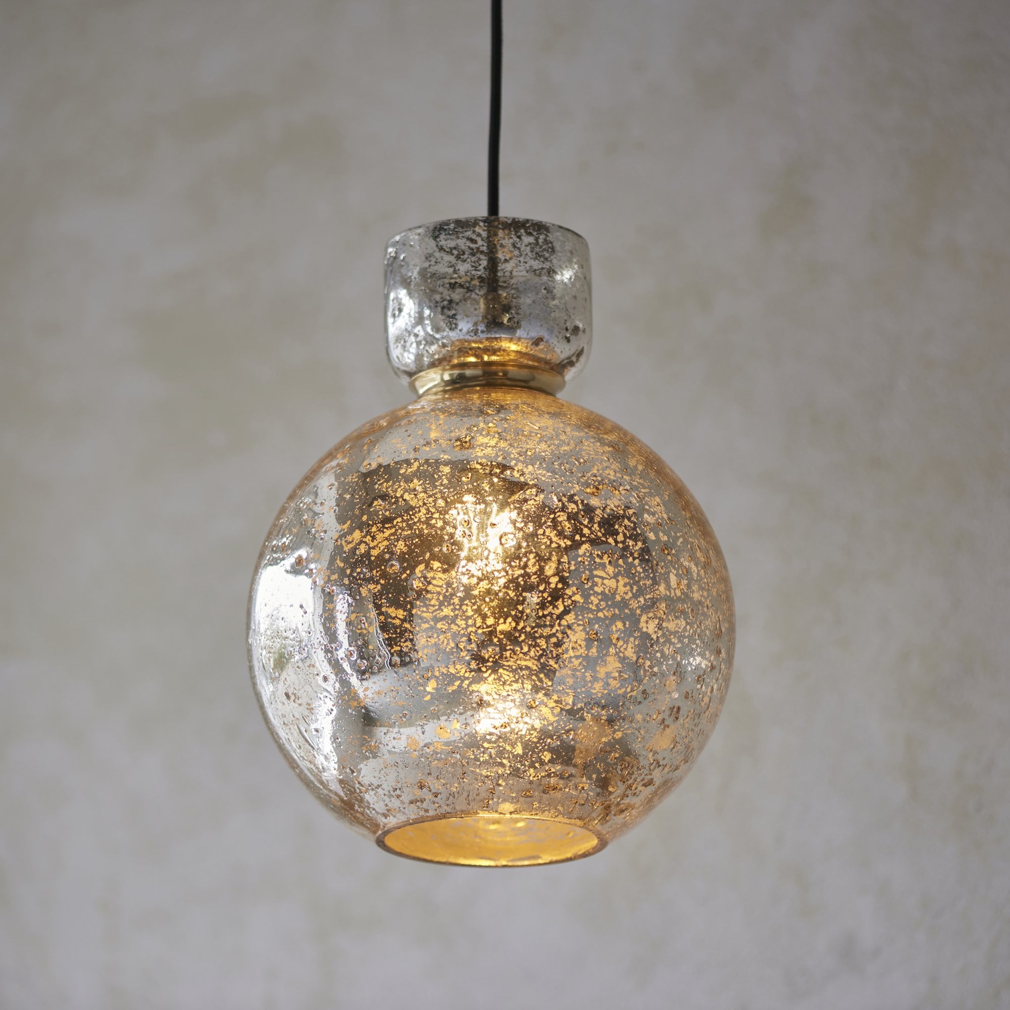 Utopia Cosmos 1 Light Pendant - Brass & Mercury Glass