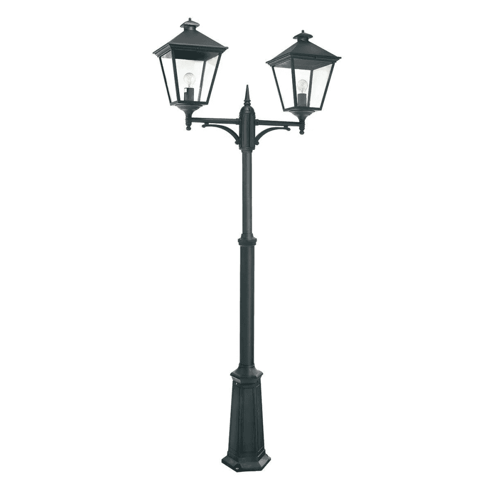 Norlys Turin Grande 2 Light Twin Lamp Post - Black