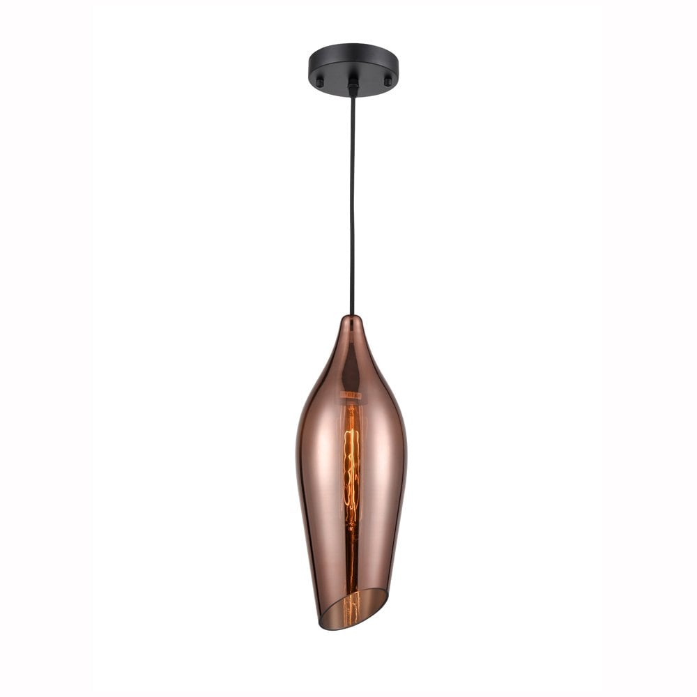 Franklite Taper 1 Light Pendant - Copper Glass