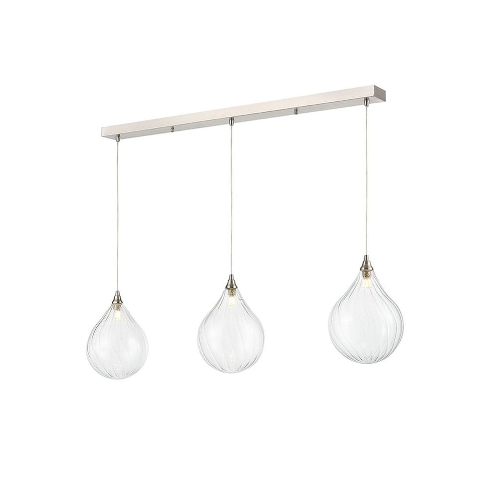 Franklite Perry 3 Light Bar Pendant - Satin Nickel & Clear Glass