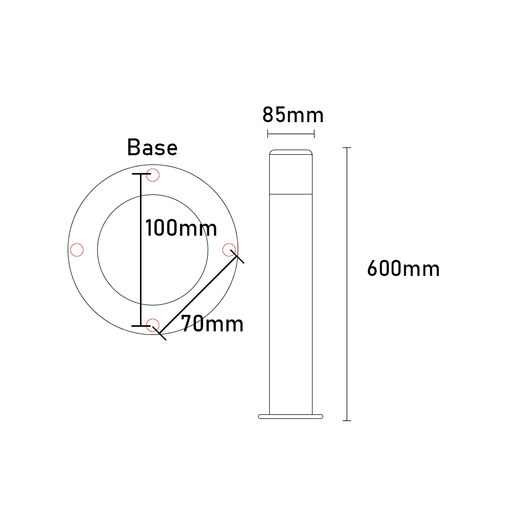Lumena Smartpost 0.6m Path Light - Black - Mains