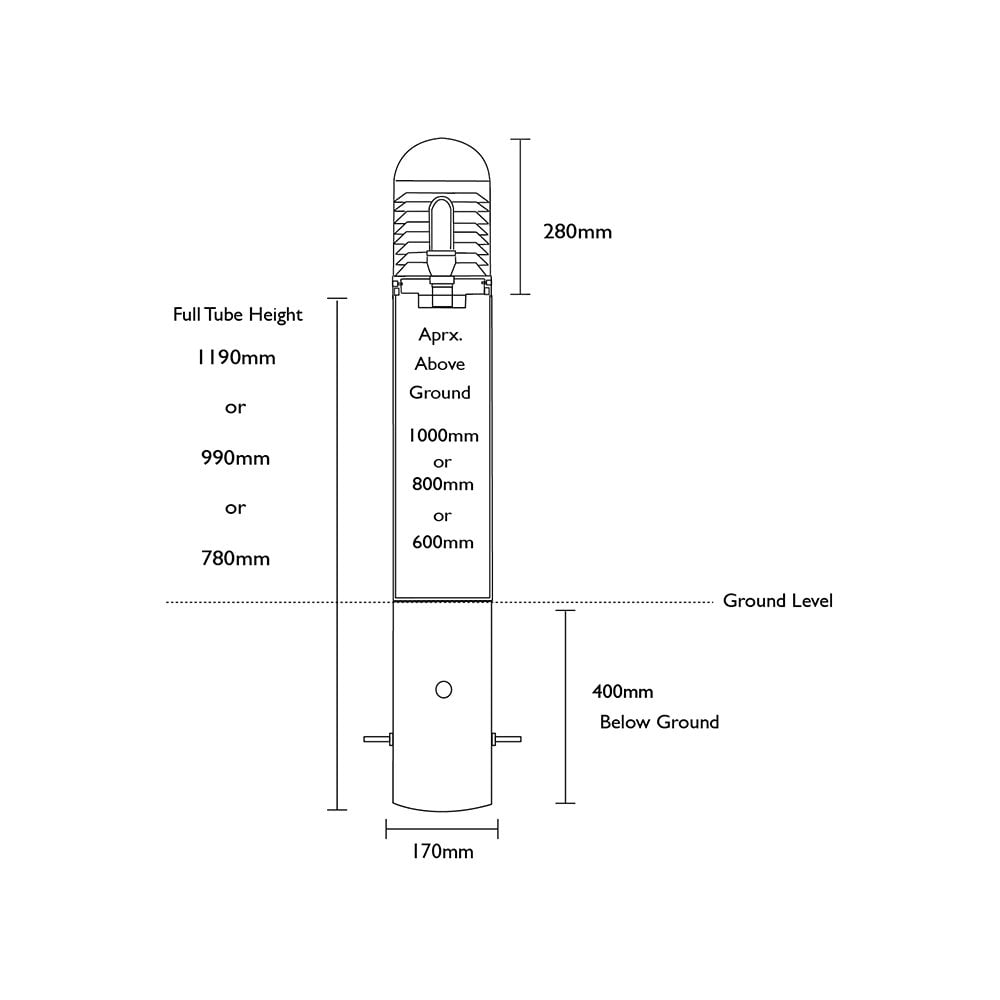 Lumena LEDifice Domed Bollard Light - Black - Mains