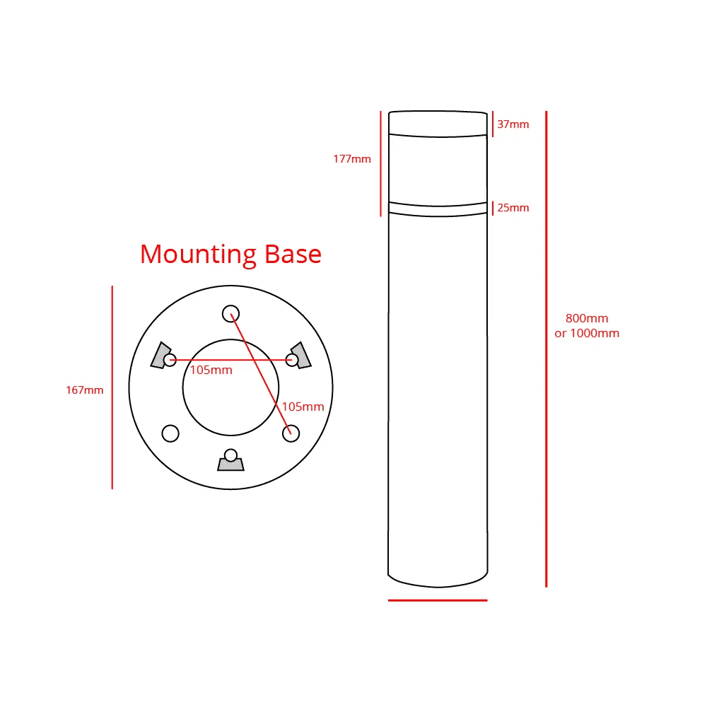 Lumena Boleda Conus Integrated LED Bollard Light - Black - Mains