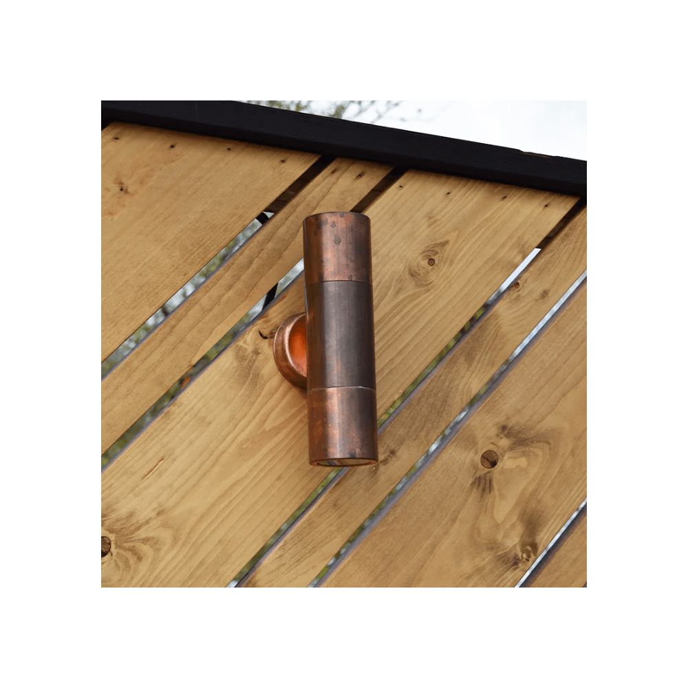 Lumena Hilospot 240v Outdoor Twin Spotlight - Natural Copper - Mains