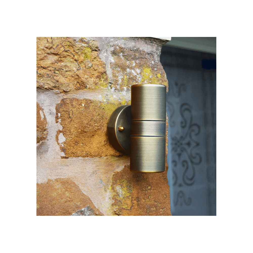 Lumena Hilospot 240v Outdoor Twin Spotlight - Solid Brass Rustic Bronze - Mains