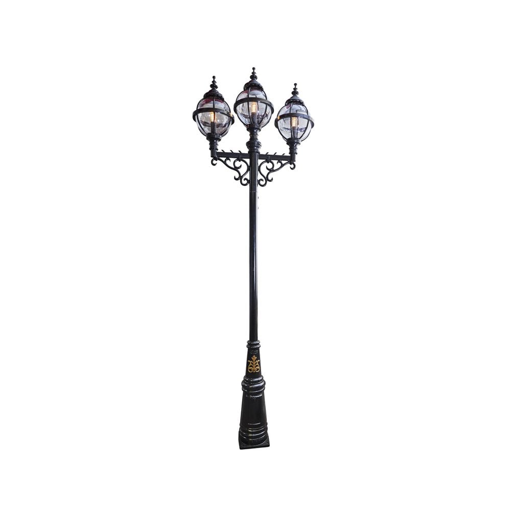 Harte Victorian Style Globe Lamp Post Triple Headed 3.6m - Cast Iron