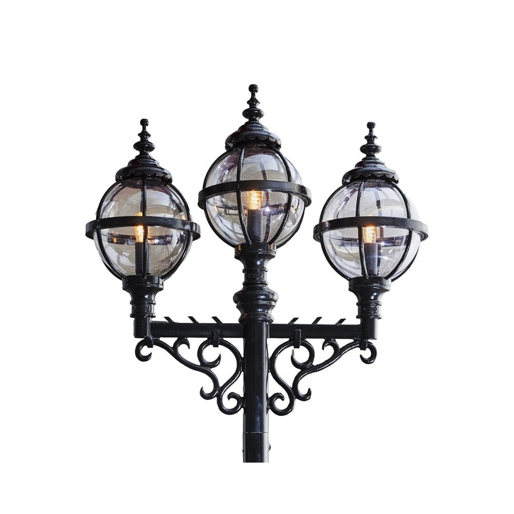 Harte Victorian Style Globe Lamp Post Triple Headed 3.6m - Cast Iron
