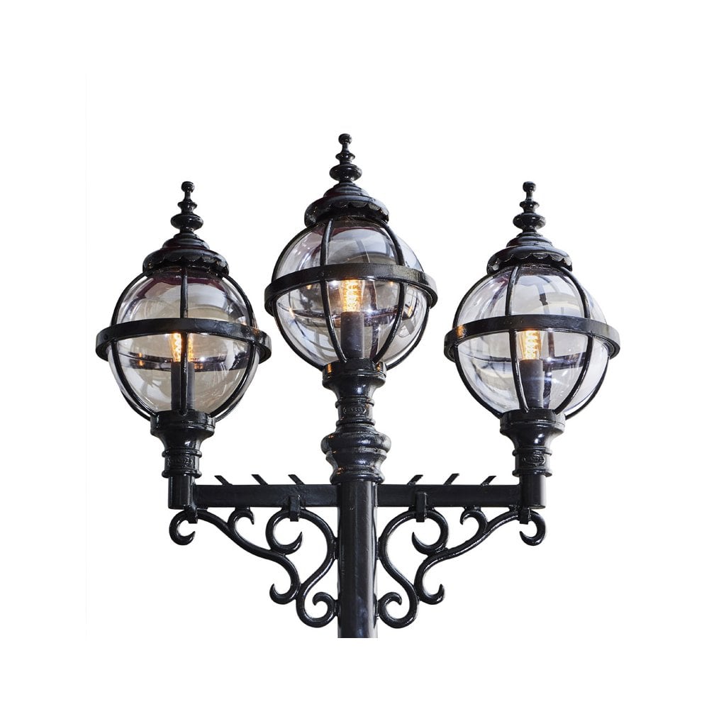 Harte Victorian Style Globe Lamp Post Triple Headed 3.6m - Cast Iron