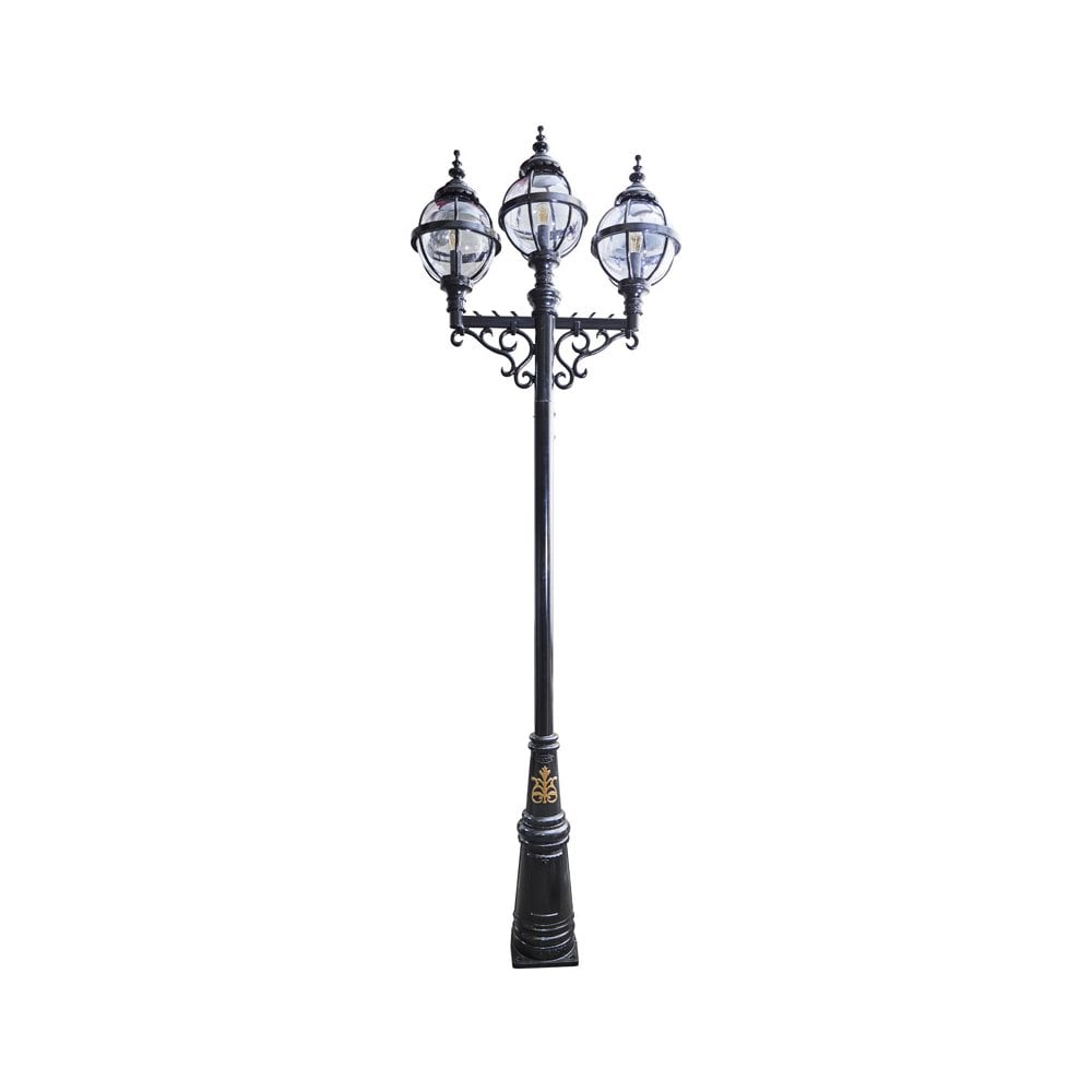 Harte Victorian Style Globe Lamp Post Triple Headed 3.6m - Cast Iron