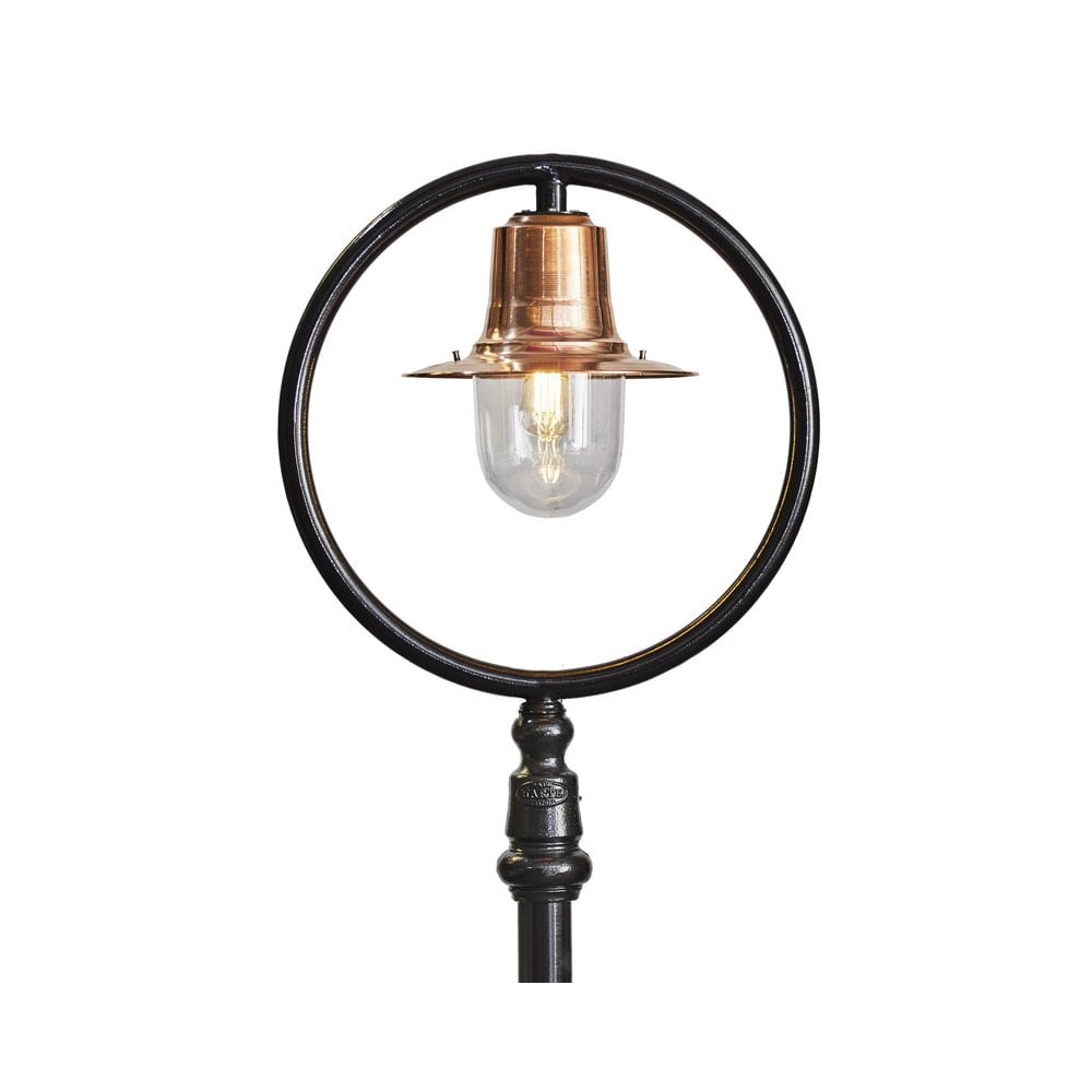 Harte Classic Railway Style 2.43m Lamp Post - Cast Iron, Steel & Copper Head