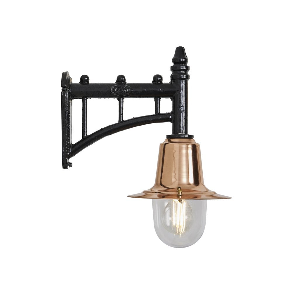 Harte Classic Railway Style 0.37m Wall Light - Cast Iron, Steel & Copper Head
