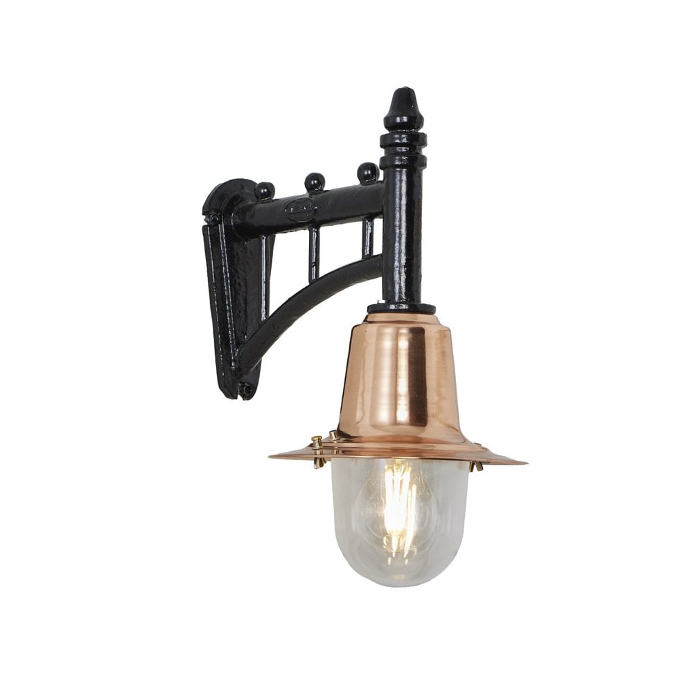 Harte Classic Railway Style 0.37m Wall Light - Cast Iron, Steel & Copper Head