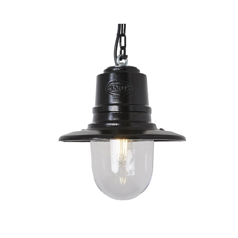 Harte Classic Railway Style 0.33m Hanging Light With Chain - Cast Iron & Galvanised Steel