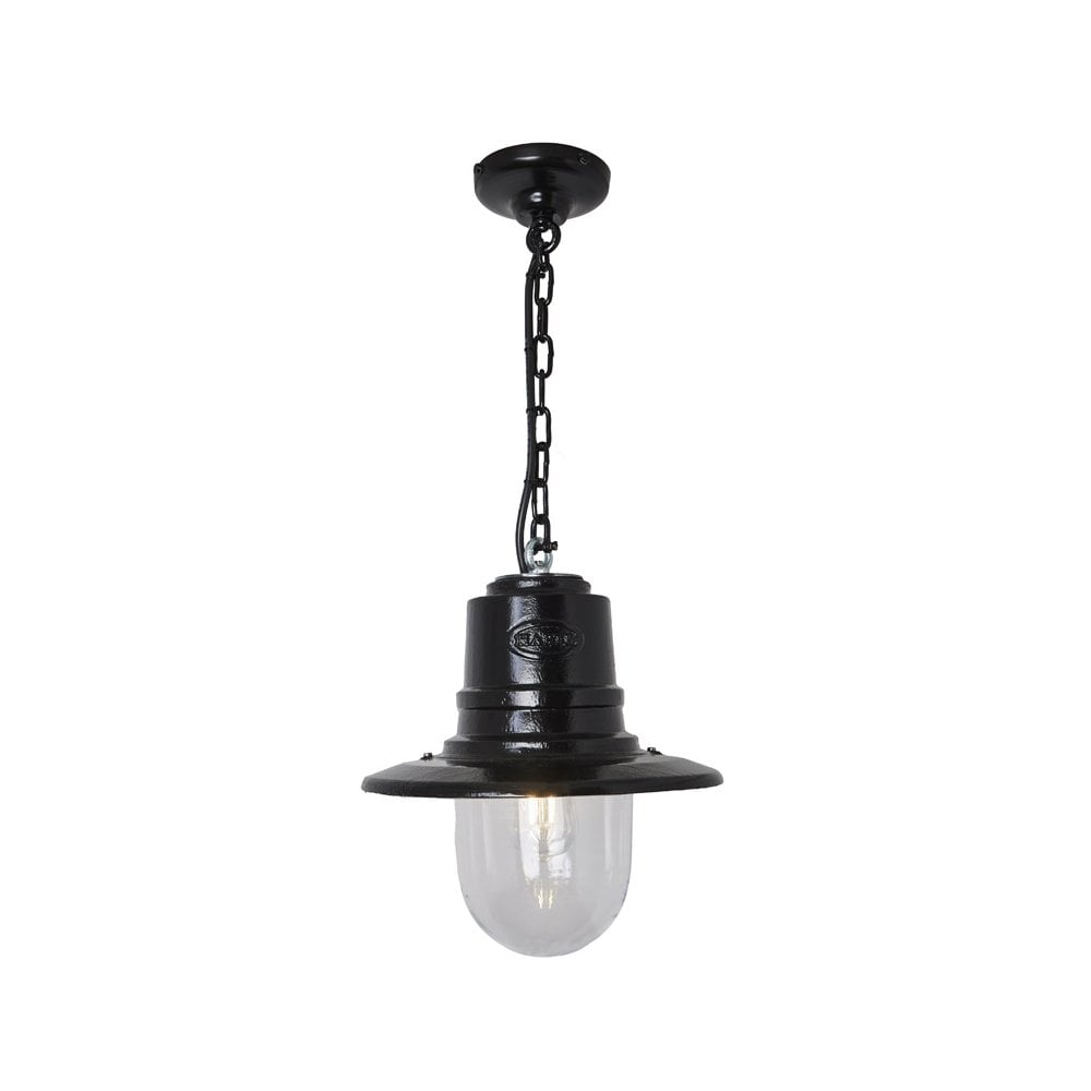 Harte Classic Railway Style 0.33m Hanging Light With Chain - Cast Iron & Galvanised Steel