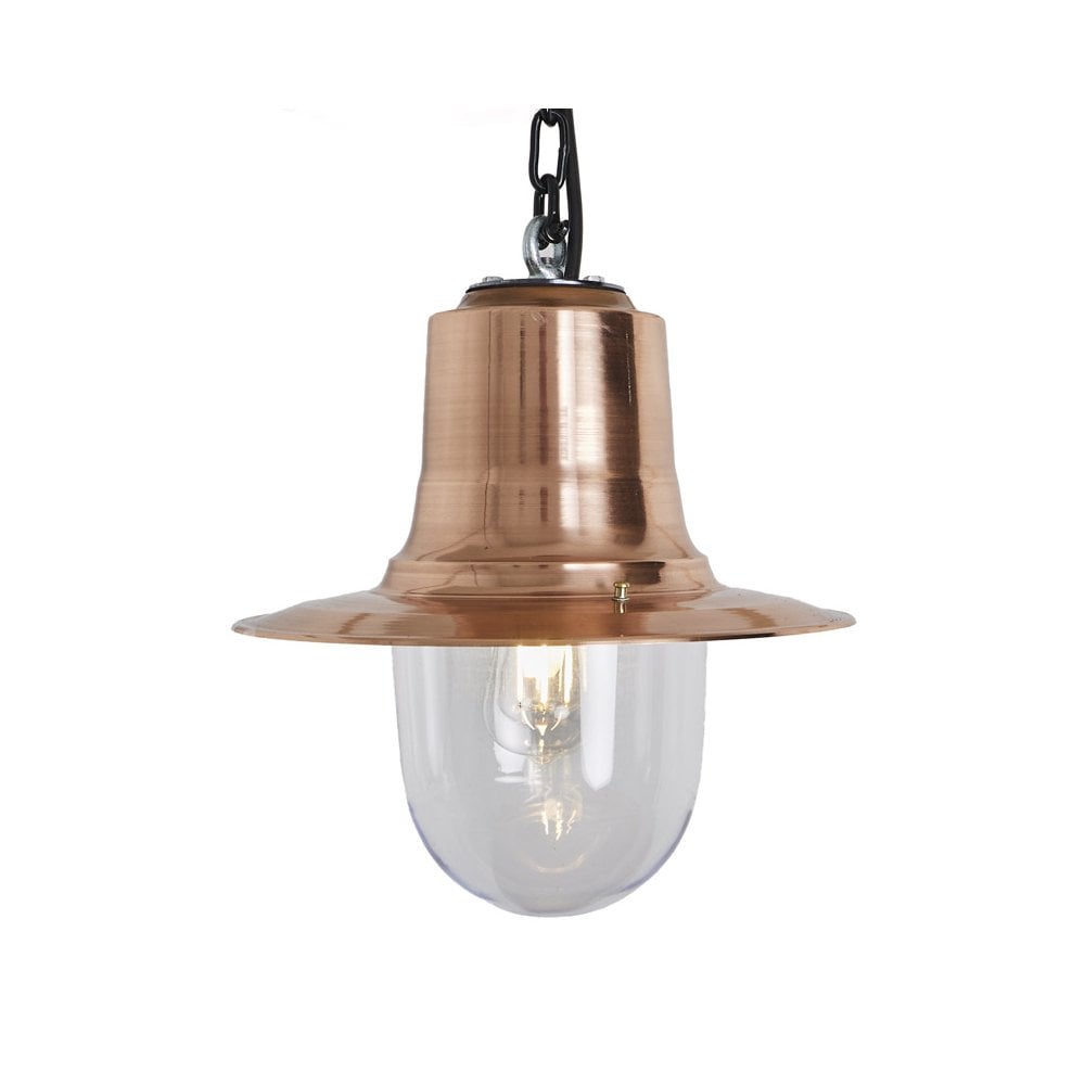 Harte Copper Railway Style 0.33m Hanging Light With Chain - Copper & Galvanised Steel