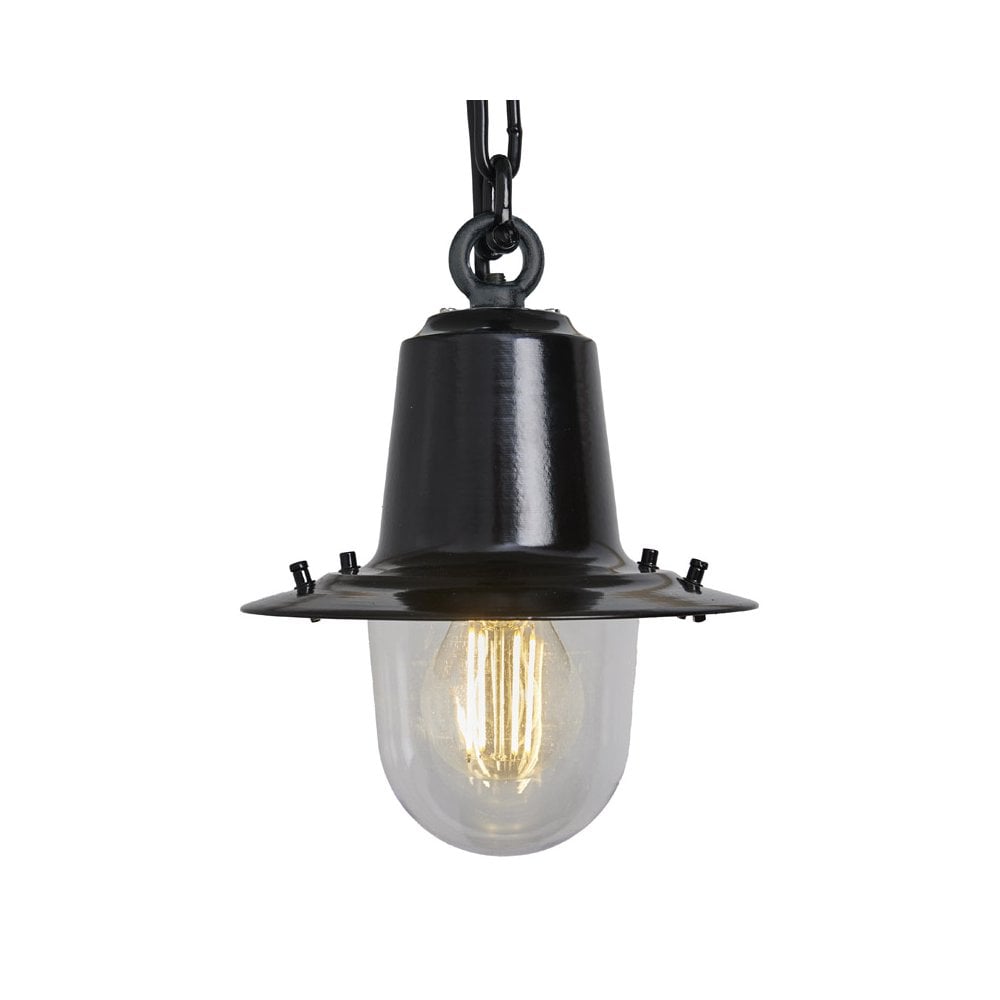 Harte Classic Railway Style 0.21m Hanging Light With Chain - Cast Iron & Galvanised Steel