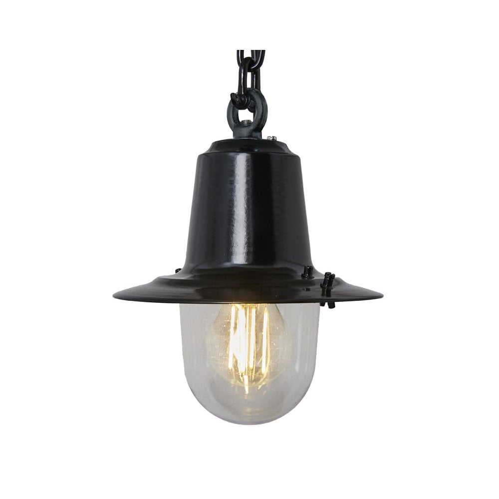 Harte Classic Railway Style 0.21m Hanging Light With Chain - Cast Iron & Galvanised Steel
