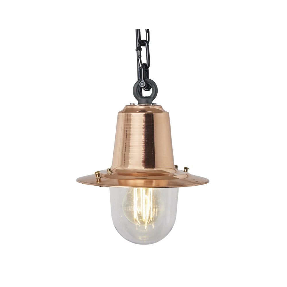 Harte Copper Railway Style 0.21m Hanging Light With Chain - Copper & Galvanised Steel