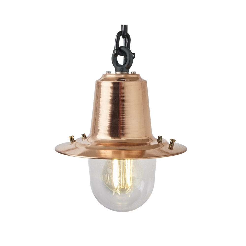 Harte Copper Railway Style 0.21m Hanging Light With Chain - Copper & Galvanised Steel
