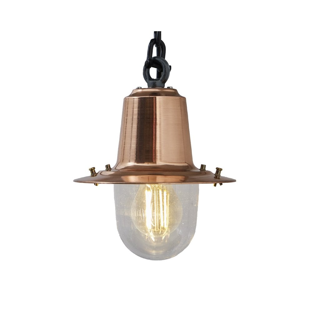 Harte Copper Railway Style 0.21m Hanging Light With Chain - Copper & Galvanised Steel