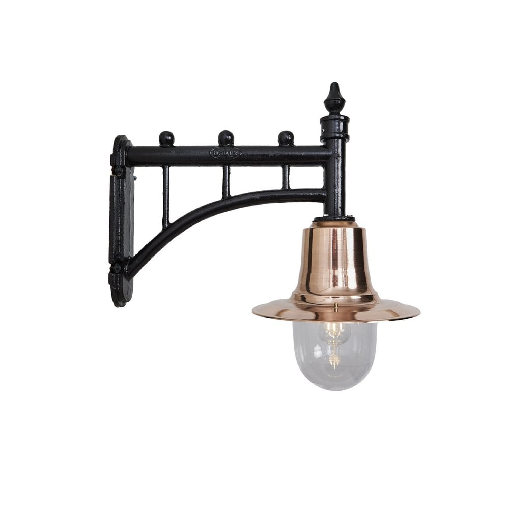 Harte Classic Railway Style 0.62m Wall Light - Cast Iron, Steel & Copper Head
