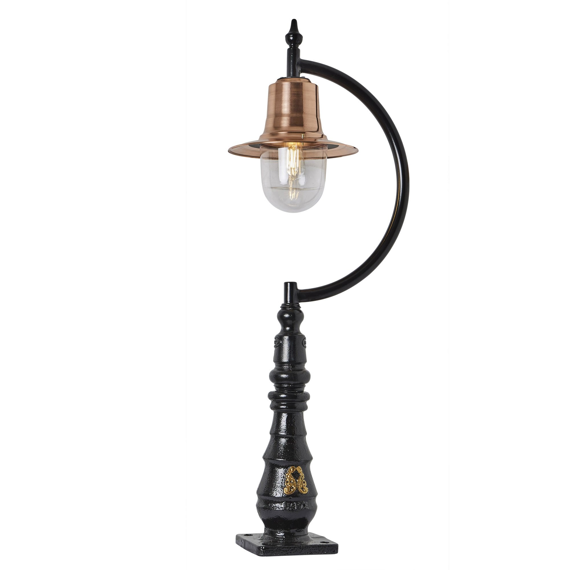 Harte Vintage Tear Drop 1.3m Pedestal Light - Cast Iron, Steel & Copper Head