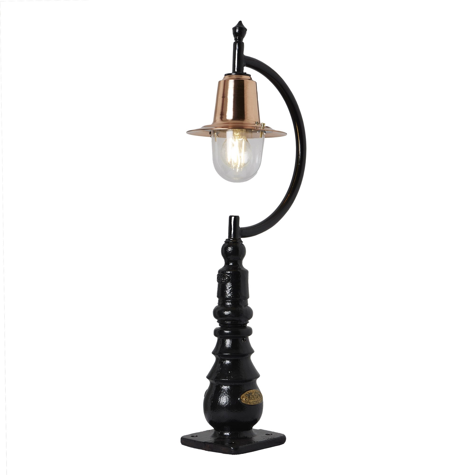 Harte Vintage Tear Drop 0.82m Pedestal Light - Cast Iron, Steel & Copper Head